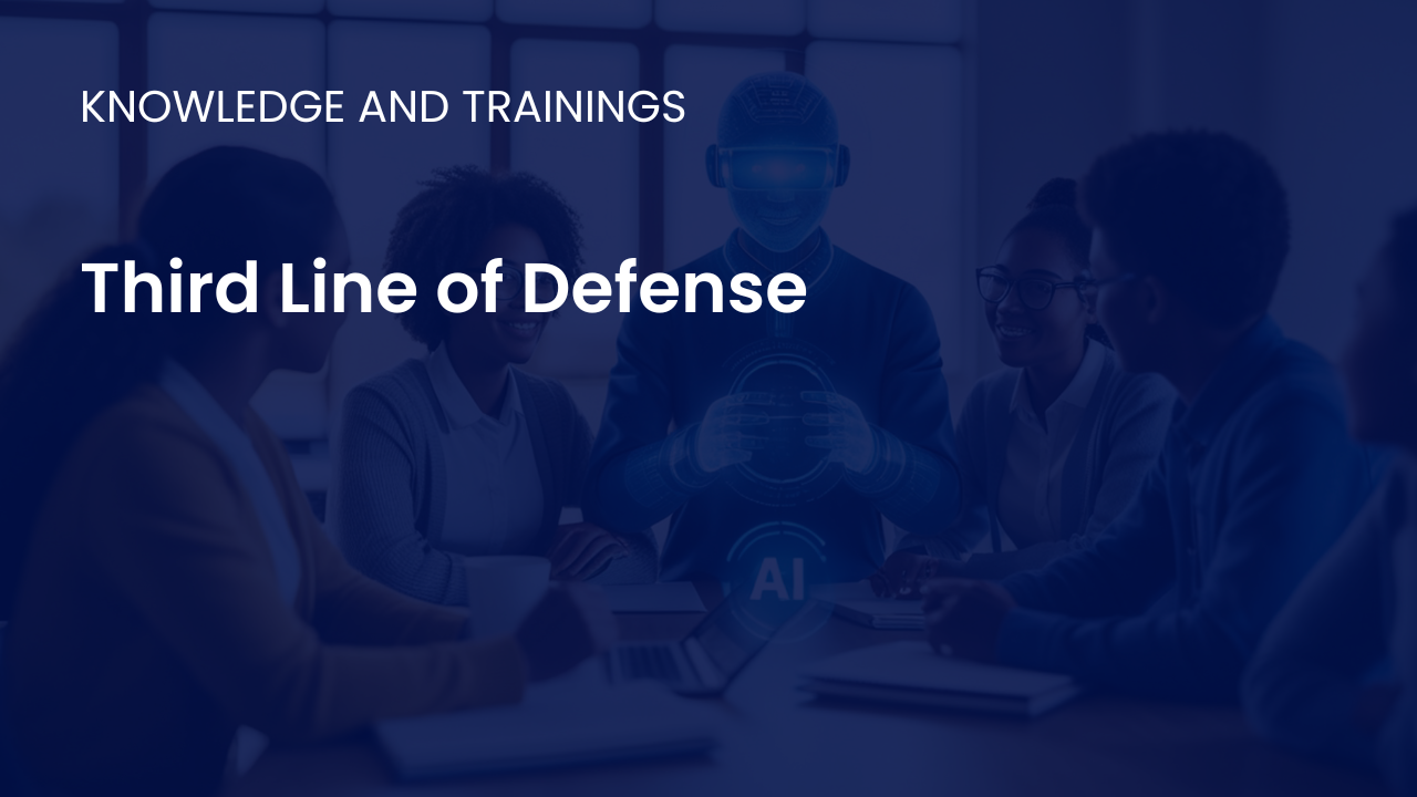 Illustration depicting independent audit teams providing third line of defense through assurance of AI governance and controls