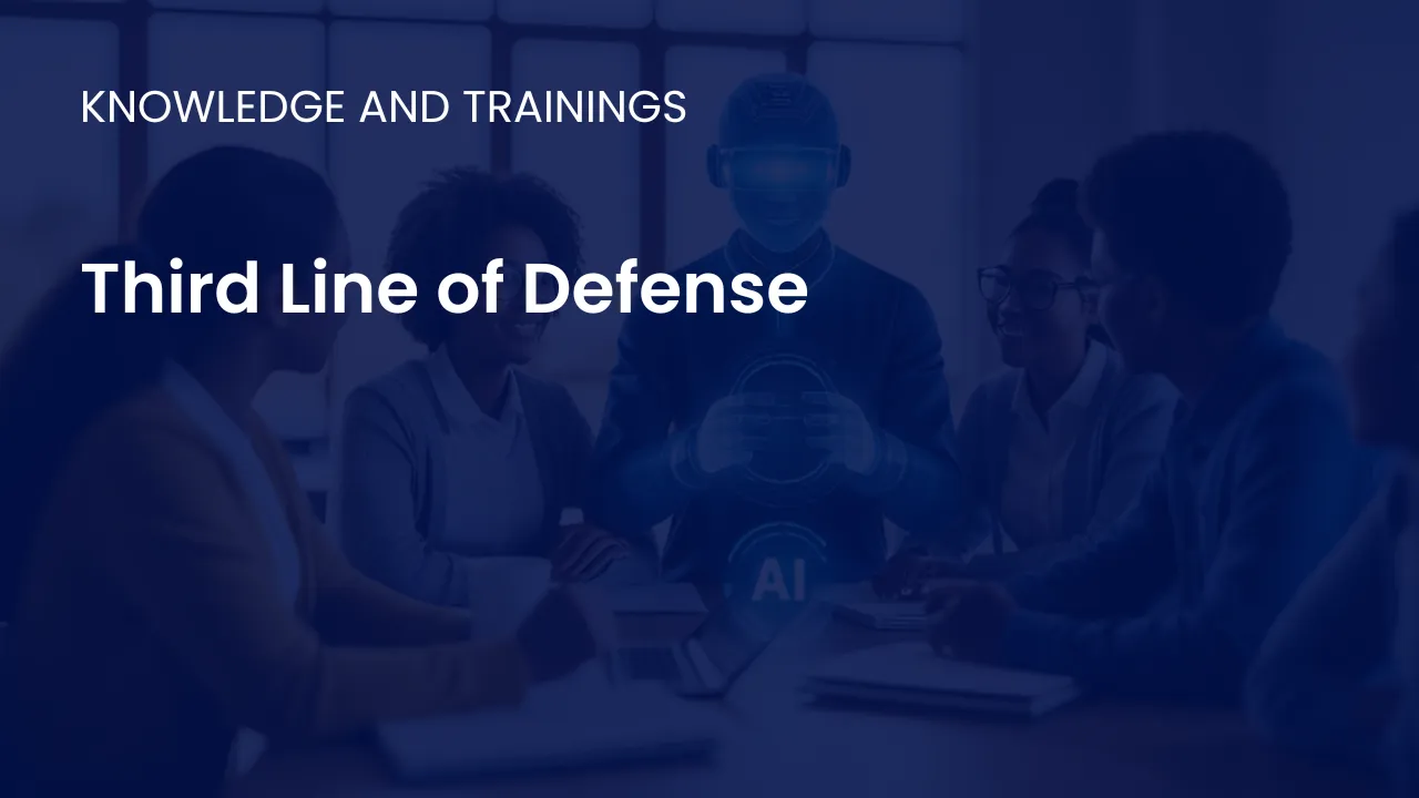 Illustration depicting independent audit teams providing third line of defense through assurance of AI governance and controls