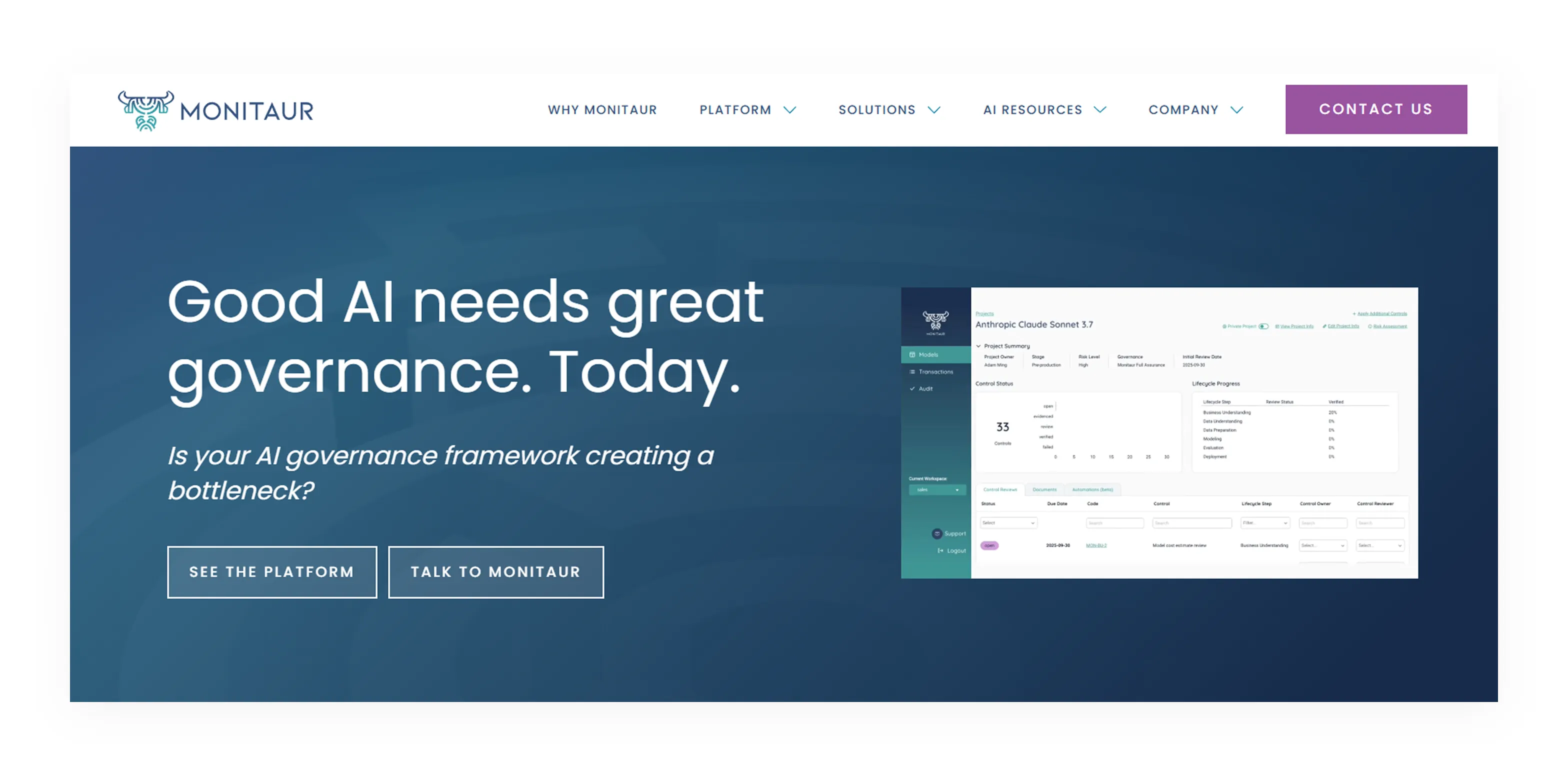 Monitaur provides policy-to-proof governance evidence for regulated teams
