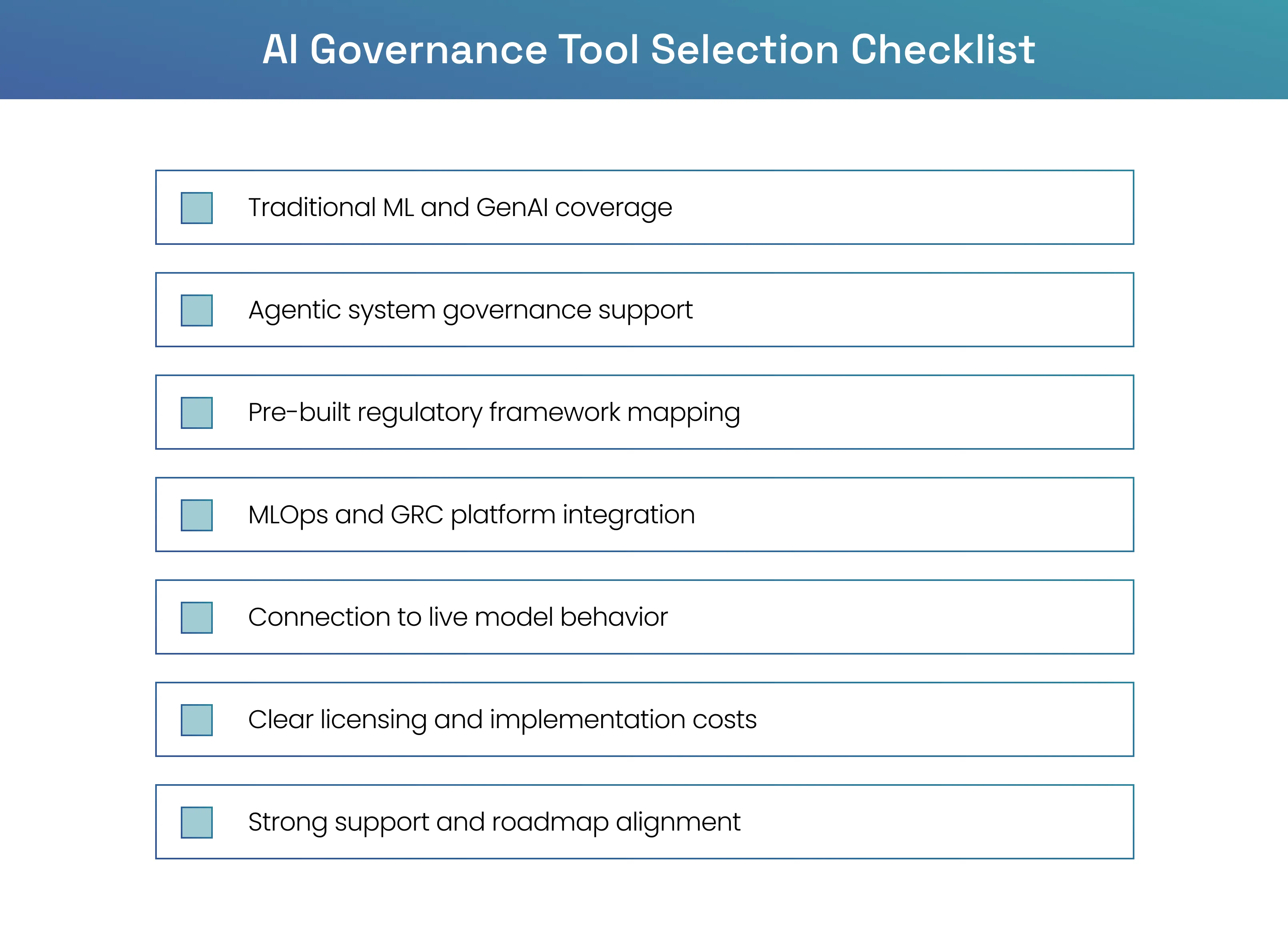 AI Governance tool selection checklist for enterprises