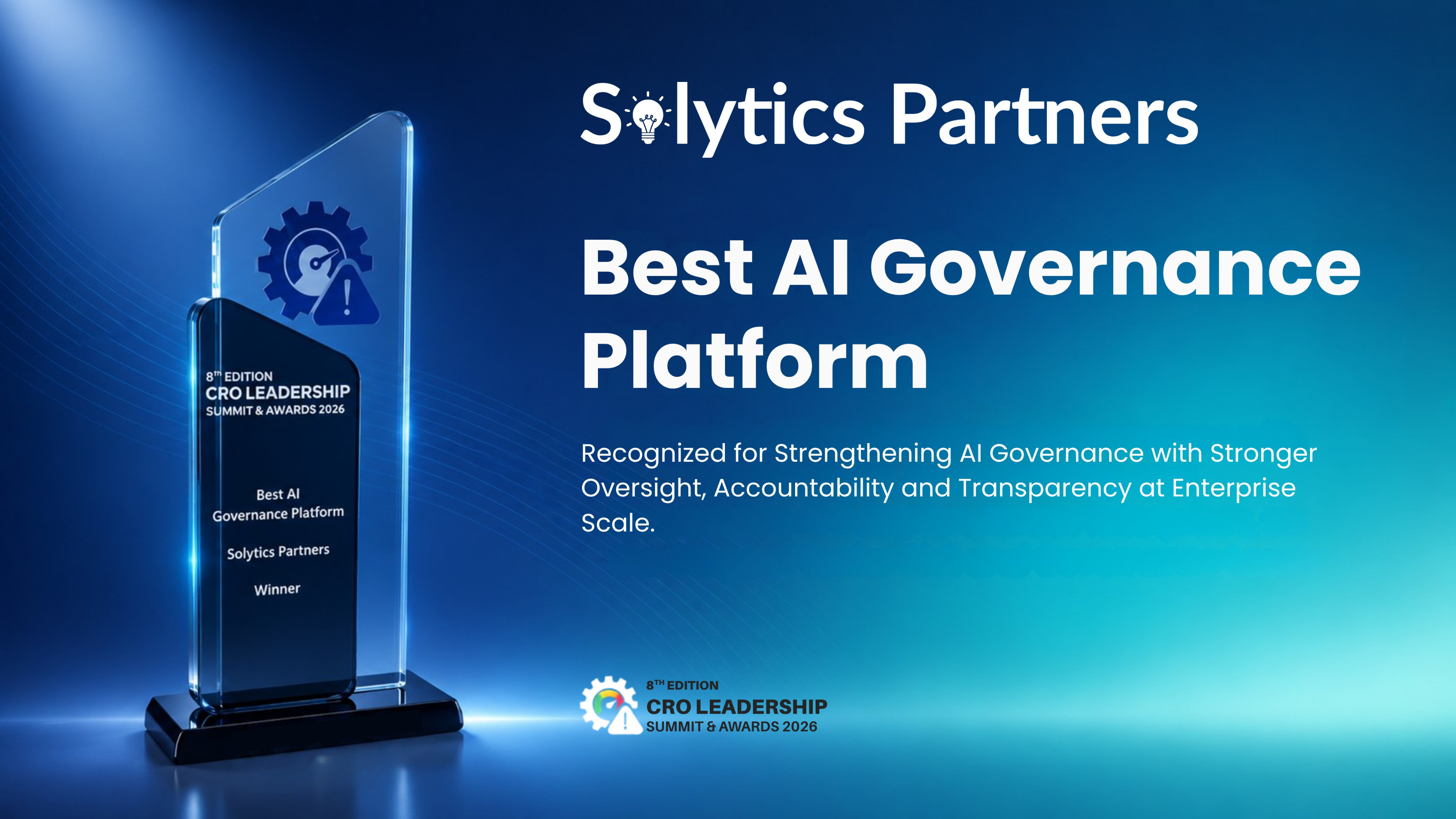 Solytics Partners recognized as Best AI Governance Platform at the 2026 CRO Leadership Summit & Awards