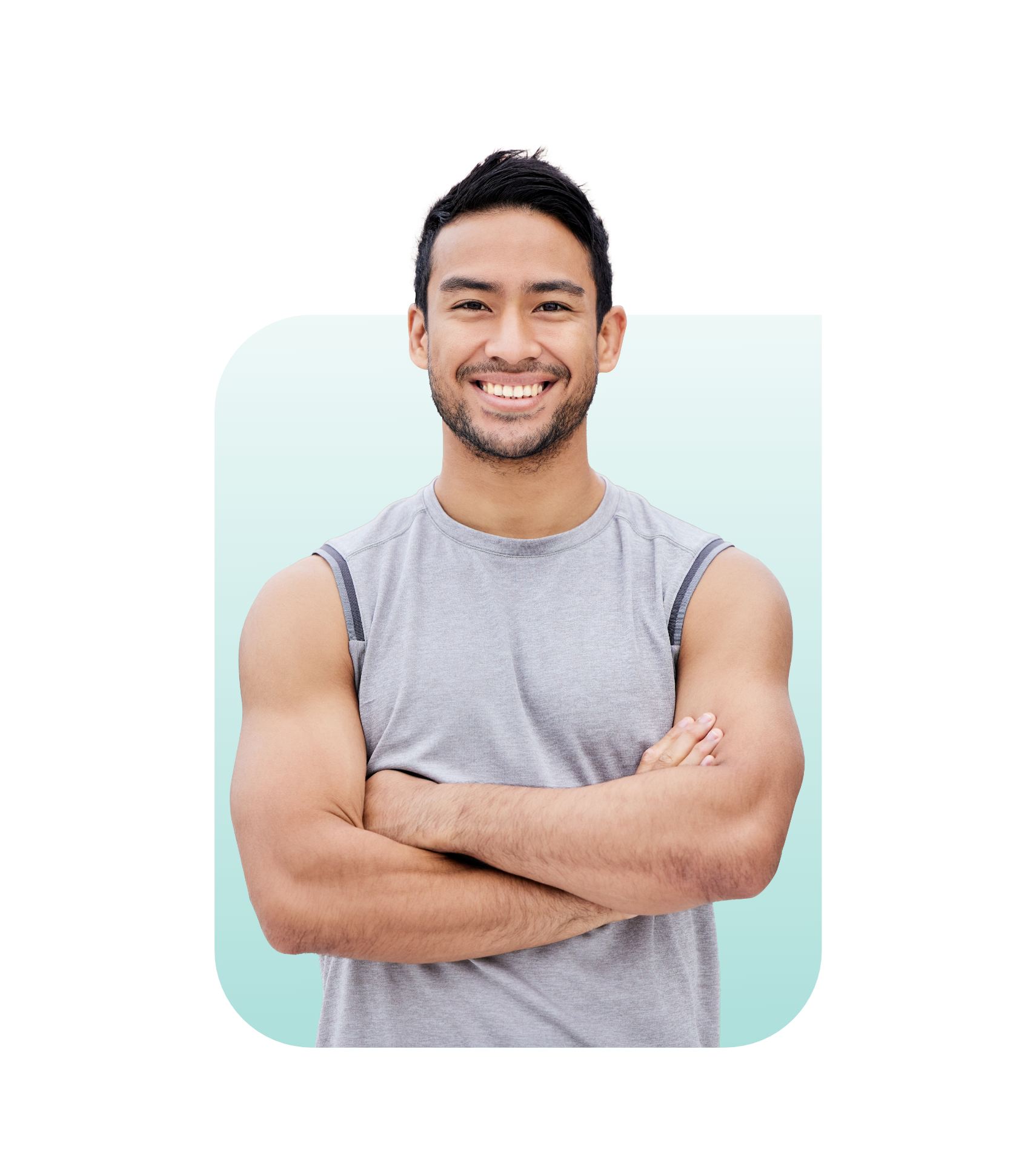 Confident athletic male smiling