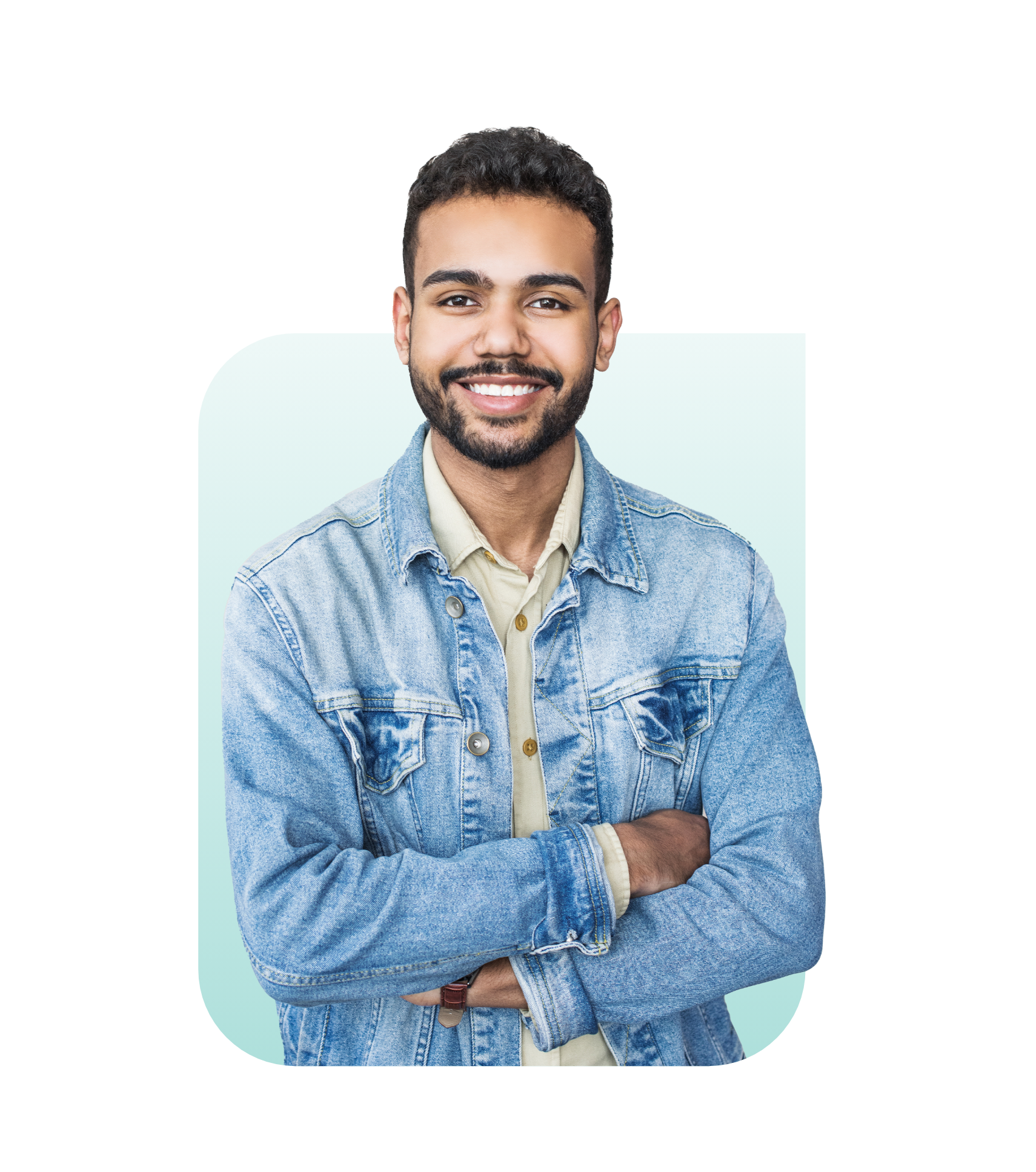 Happy male feeling confident