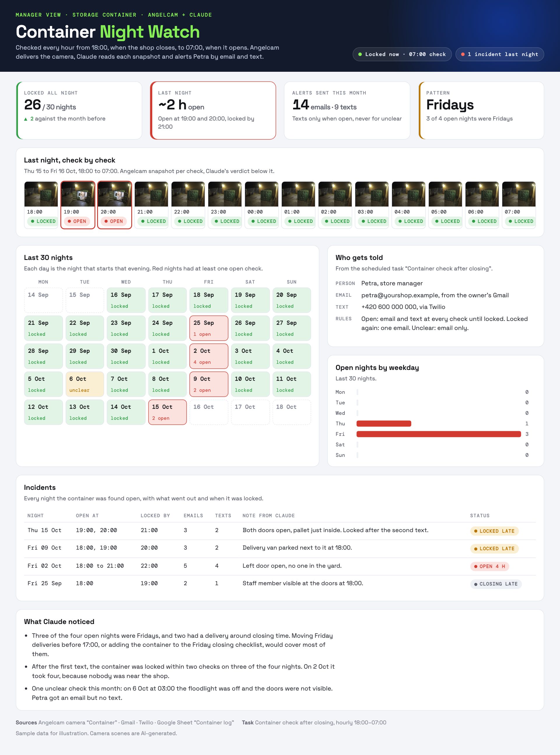Illustrative example report with sample data