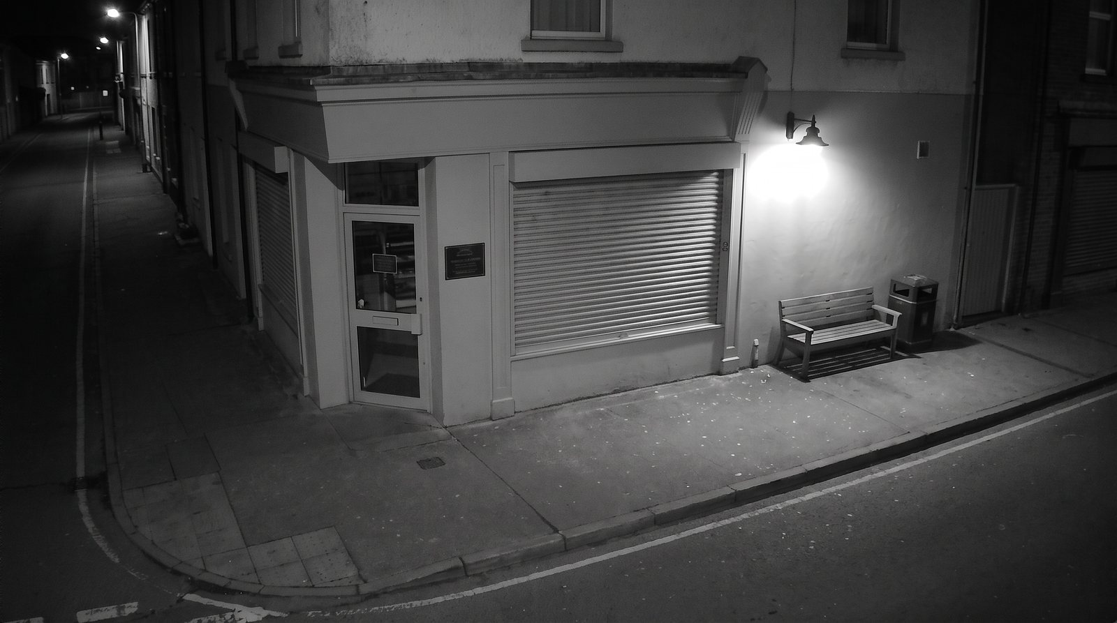 Illustrative shopfront camera view without graffiti