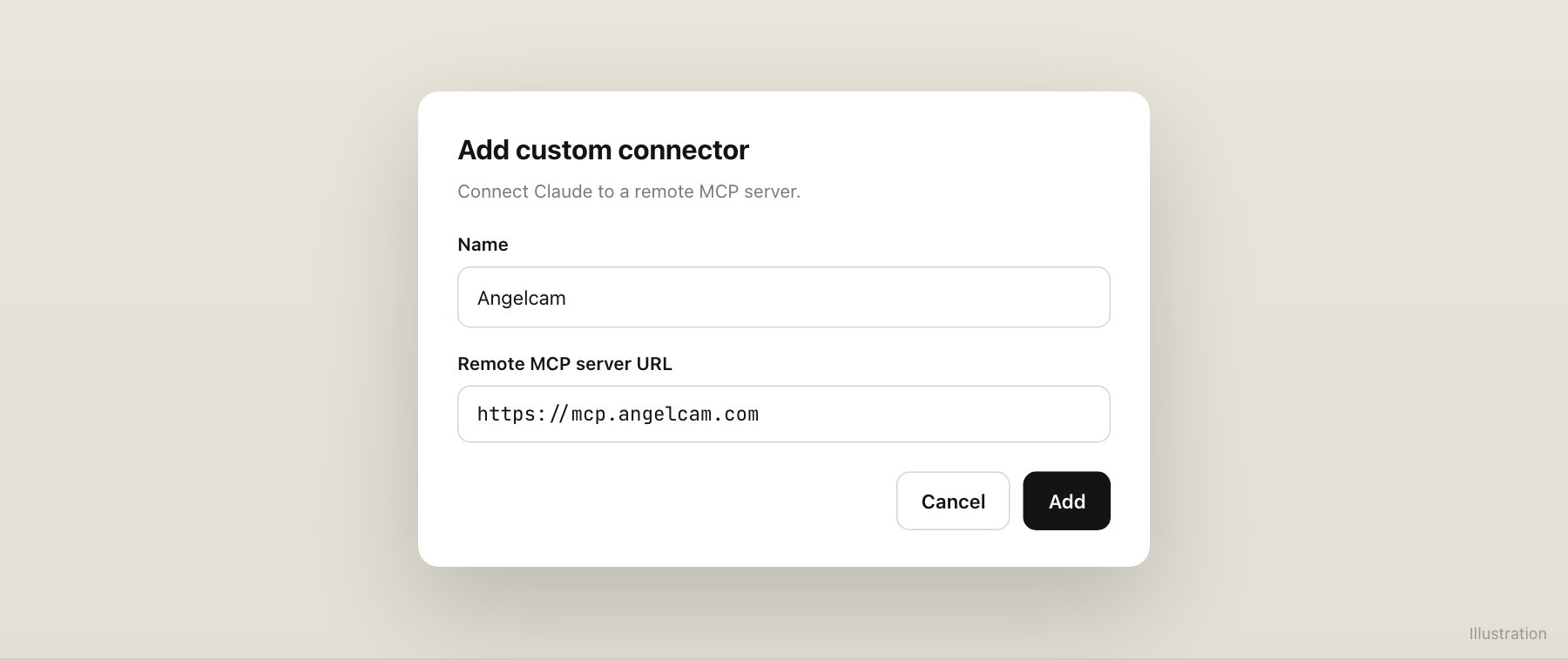 Adding the Angelcam custom connector in Claude