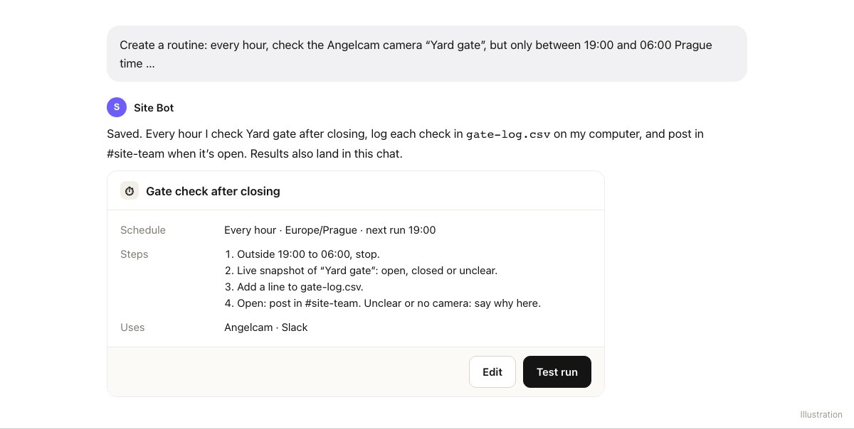 The saved routine in Grok Bot with its schedule and steps