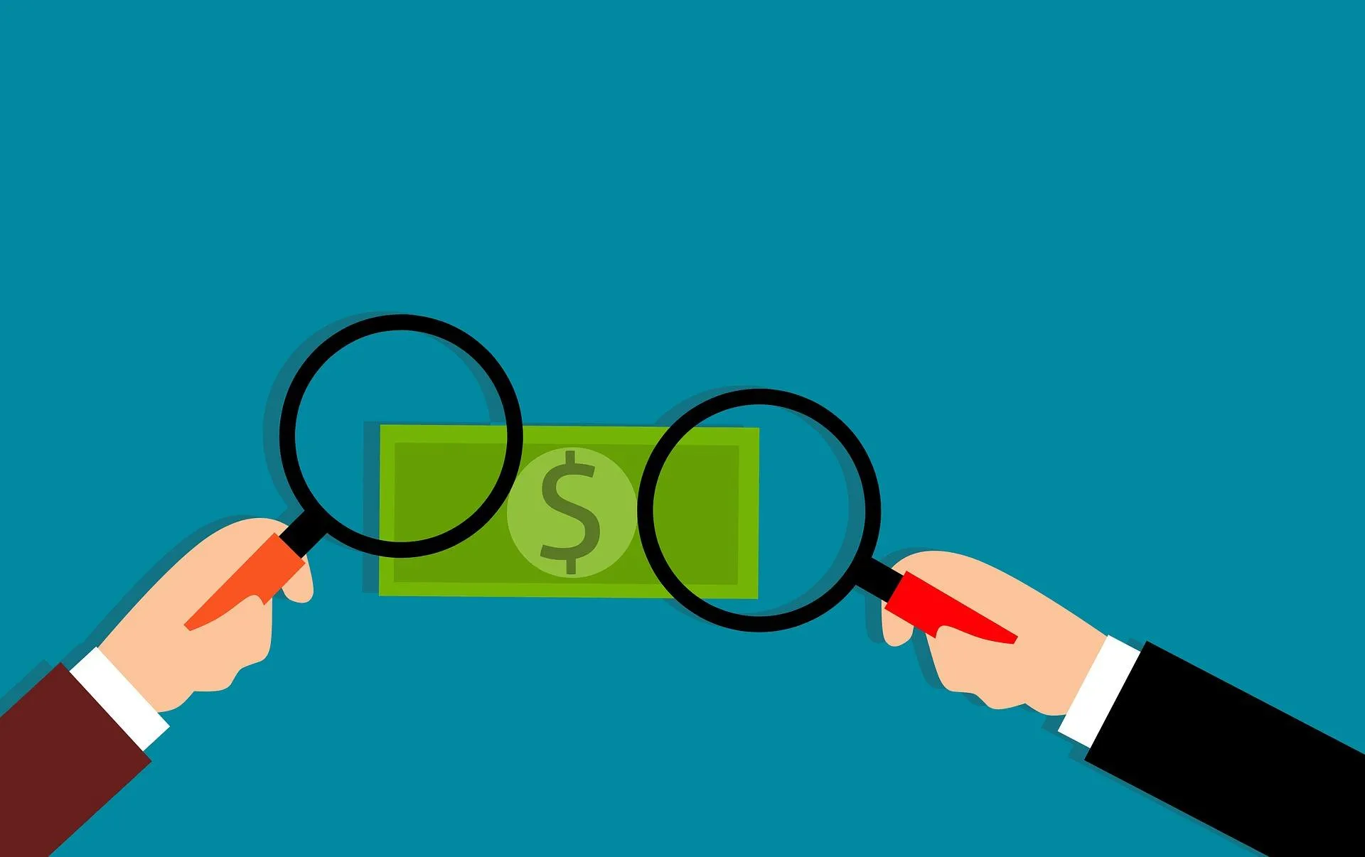illustration of money under magnifing glass