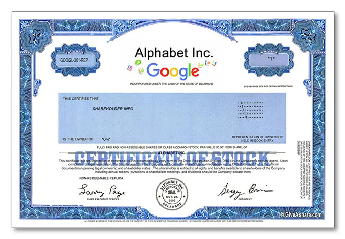 alphabet inc certificate