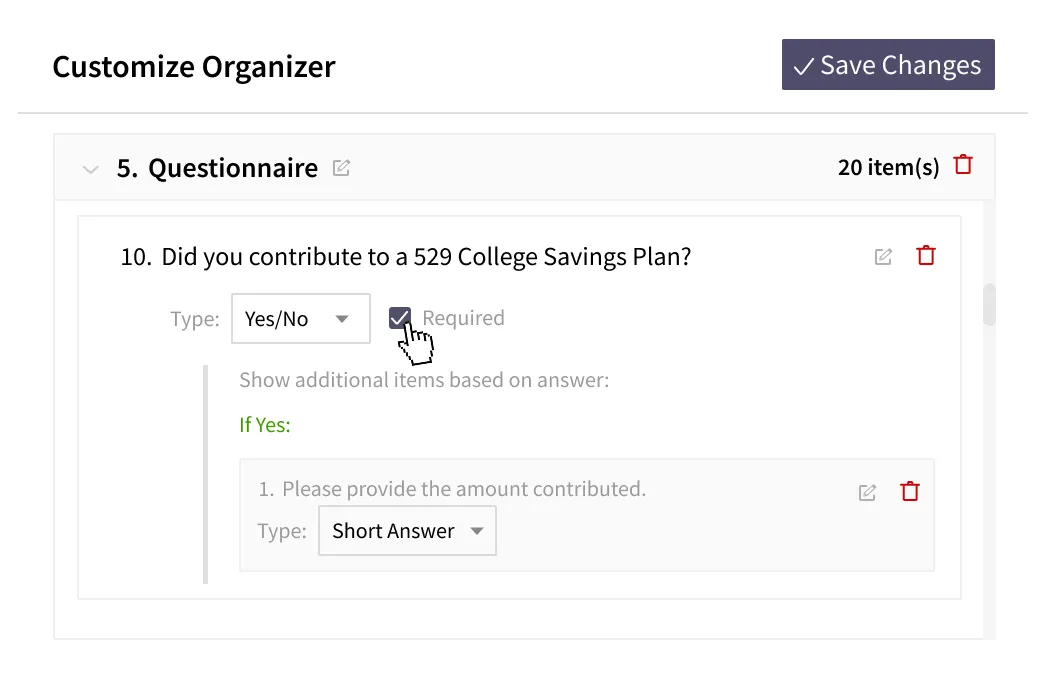 Laptop showing a client portal for accountants with screen showing tax preparation software 