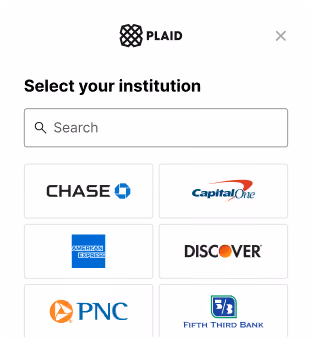 Connecting a bank institution through Plaid