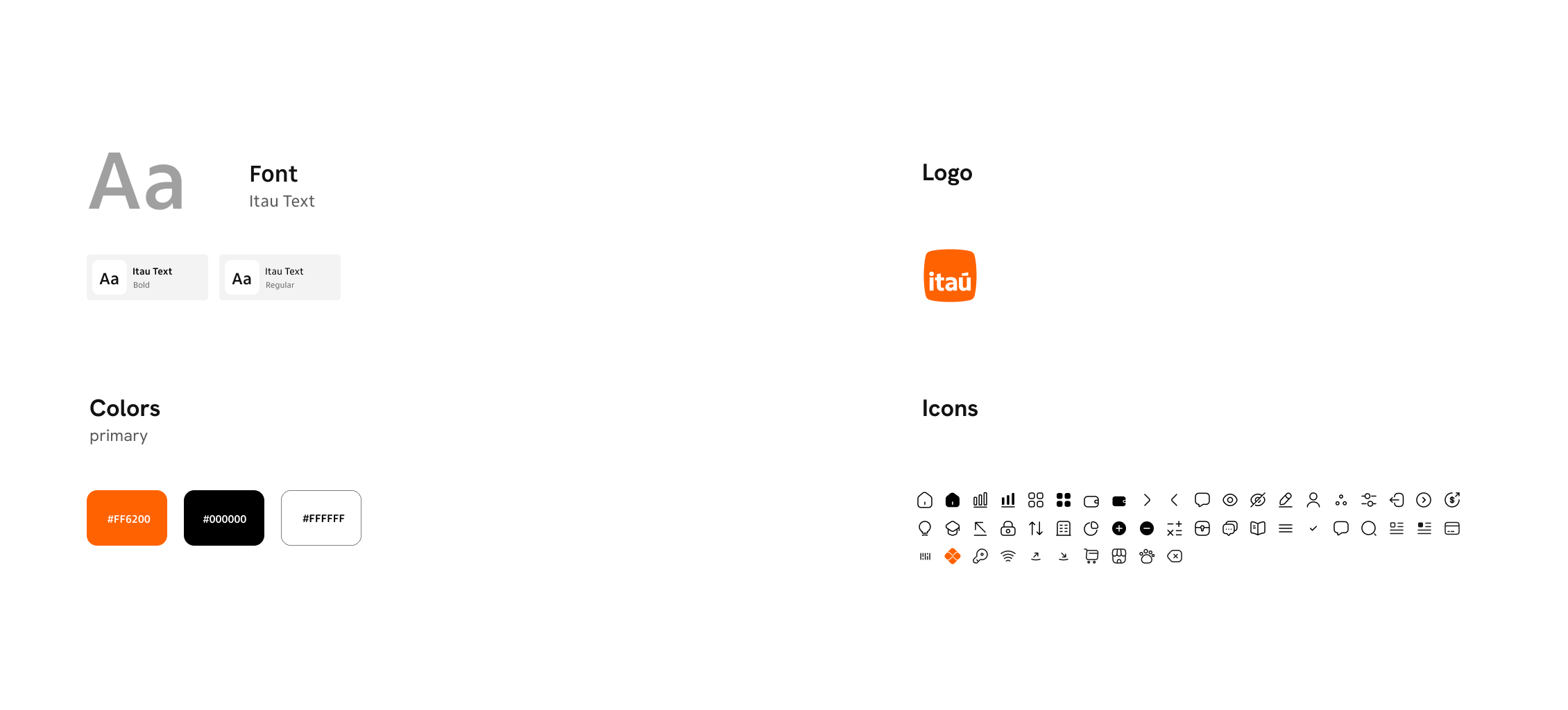 Imagens da tipografia, das cores, do logo e dos ícones utilizados no projeto.