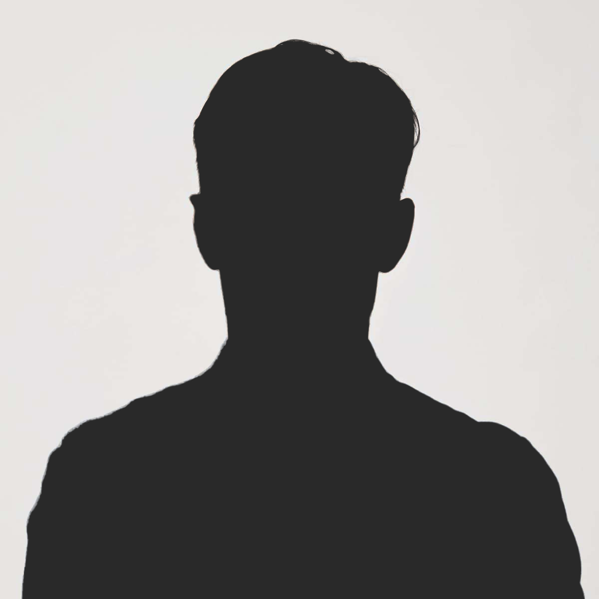 Black silhouette of a person against a light gray background.