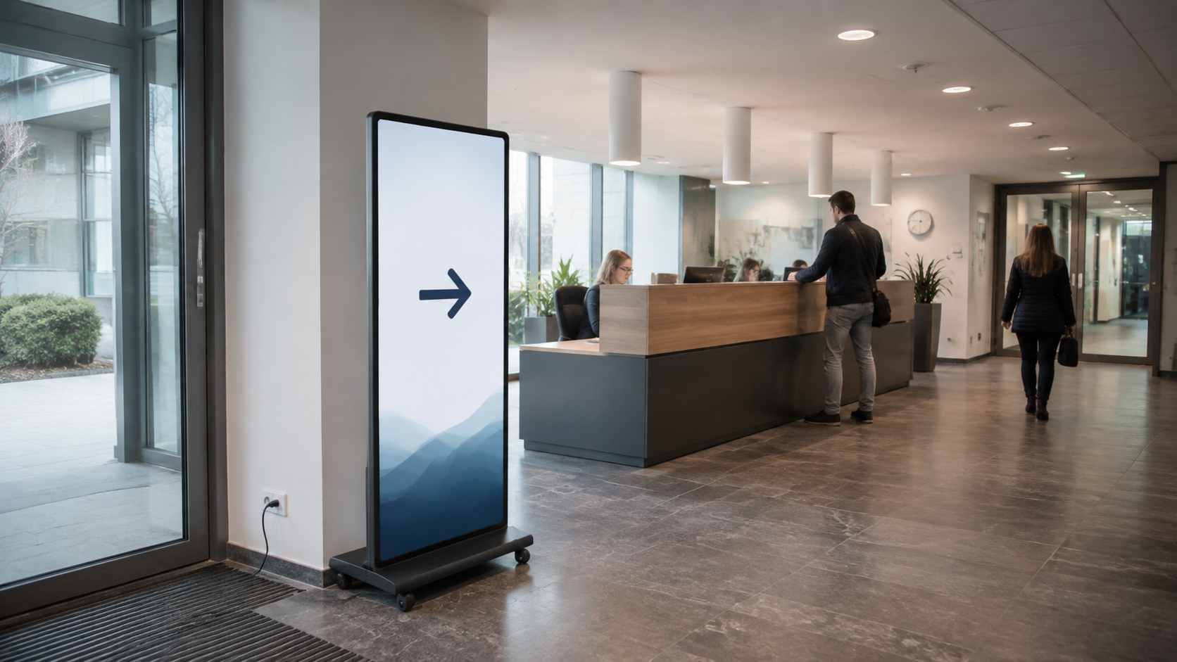Mobiles LED-Poster im Eingangsbereich