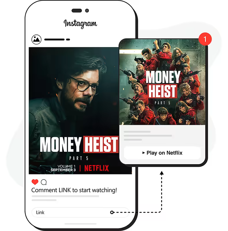 screenshot of LinkDM functionality on Instagram