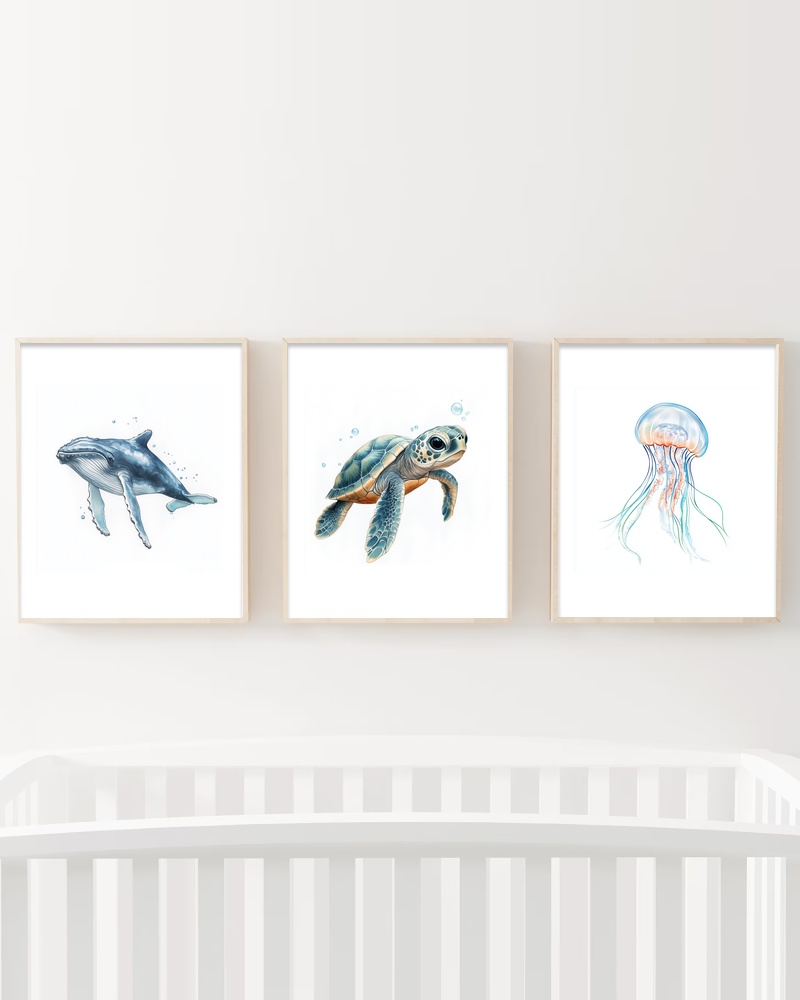 Ocean Nursery Wall Art Print Set