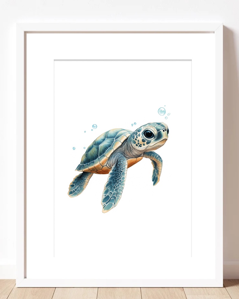 Baby Turtle Nursery Wall Art Print