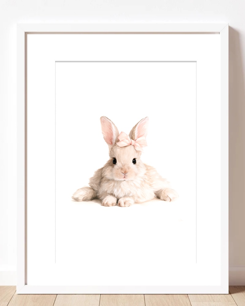 Lying Bunny Nursery Wall Art Print