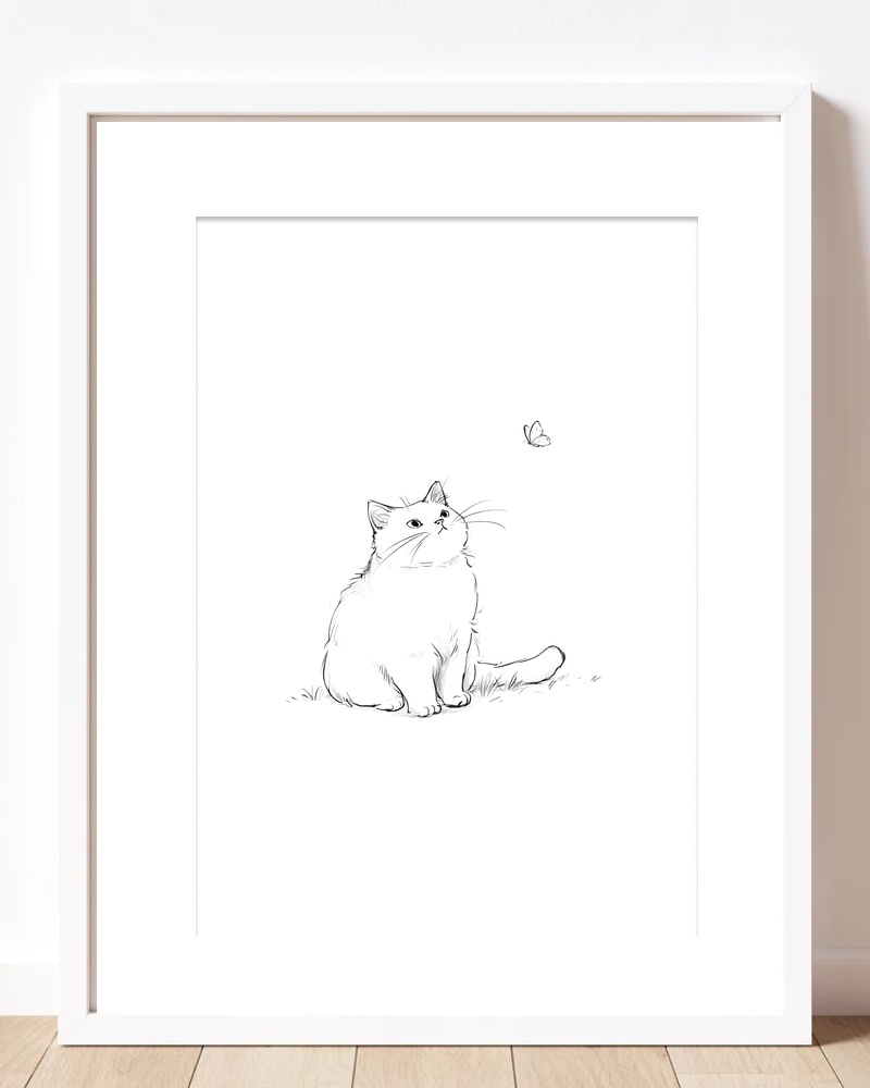 Sitting Cat Nursery Wall Art Print