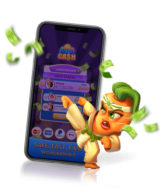Mobile phone showing the leaderboard screen from Bingo Cash game