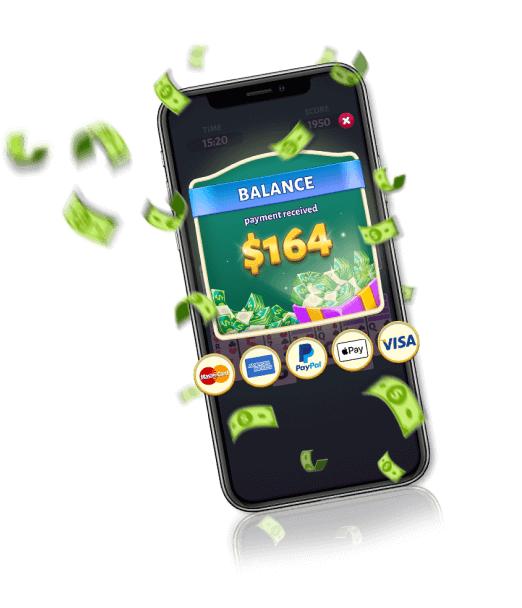 Mobile phone showing the money balance screen from Bingo Cash game