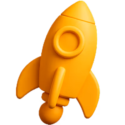 3D rocket icon symbolizing startup launches, MVP delivery, and go-to-market execution by DigiBenders.