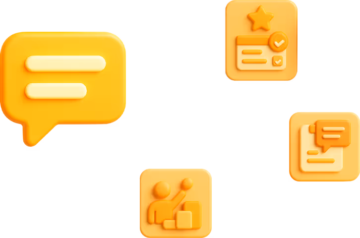 3D illustration of a roadmap with chat, checklist, and user icons, symbolizing DigiBenders’ guided client journey and collaborative project workflow.