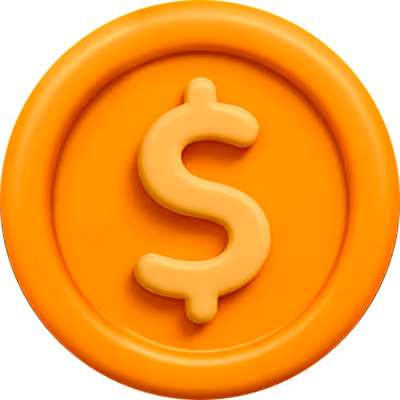 3D orange coin icon with a dollar sign, representing financial solutions, ROI, or digital payments.