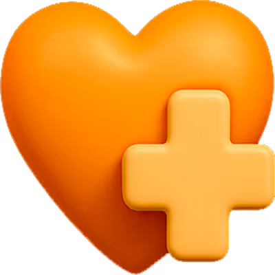 3D orange heart icon with a medical cross, symbolizing health tech, wellness platforms, or healthcare integrations.