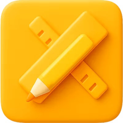 3D gray icon of a pencil and ruler, symbolizing design tools, customization, or creative planning.