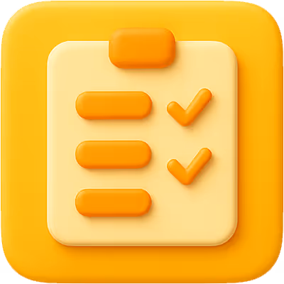 3D gray icon of a clipboard with checkmarks, representing task tracking, project management, or progress monitoring.