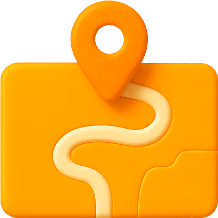 3D icon of a map with a location pin and path, representing guided customer journeys and user experience mapping services.