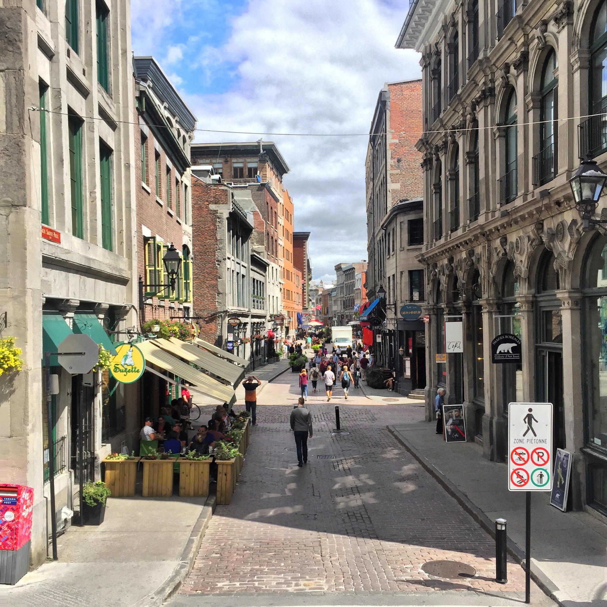 A shot of a heritage restaurant front in Montreal.