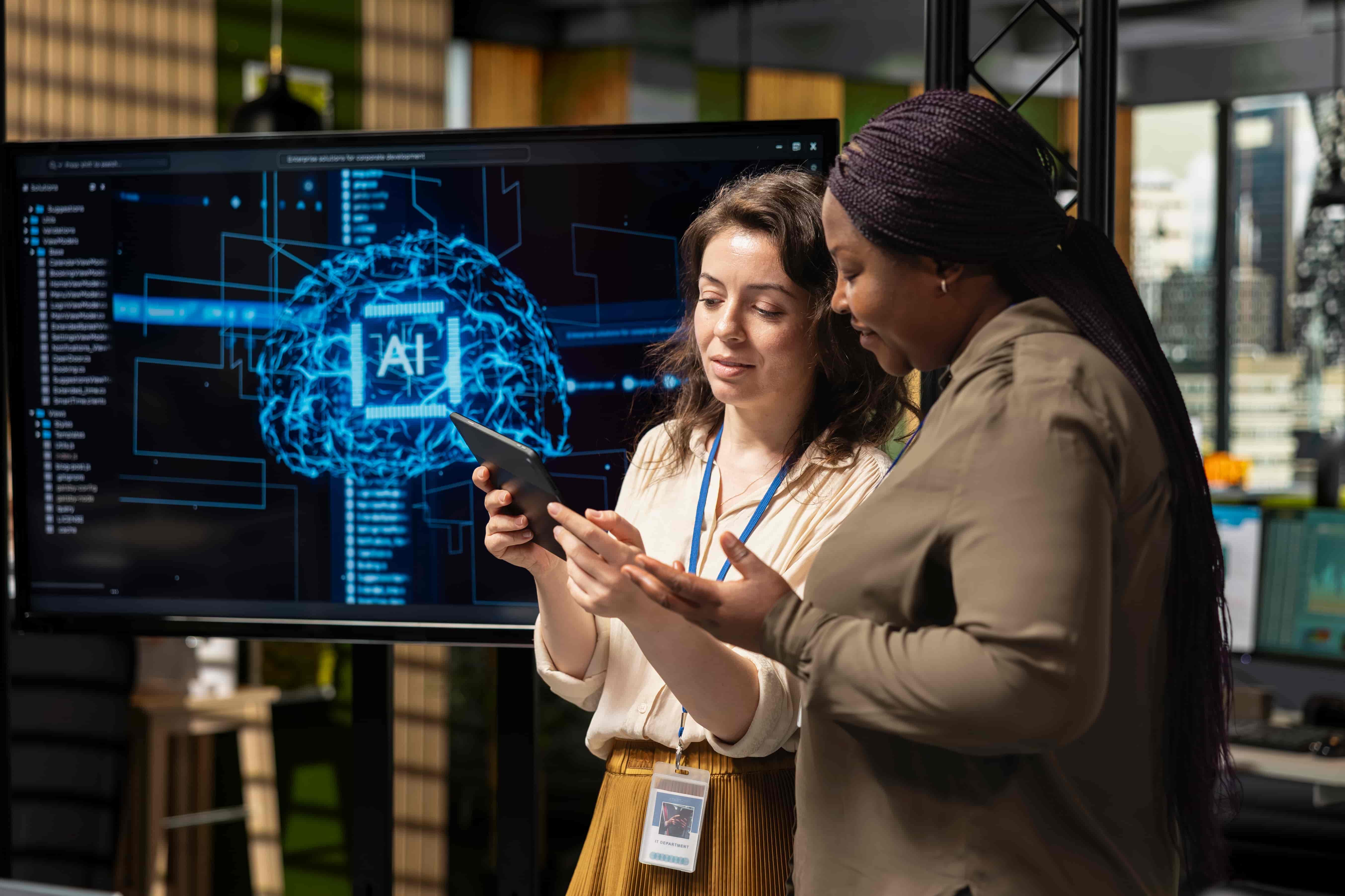 Ontario business team reviewing AI automation dashboard to improve operational efficiency and scale processes effectively