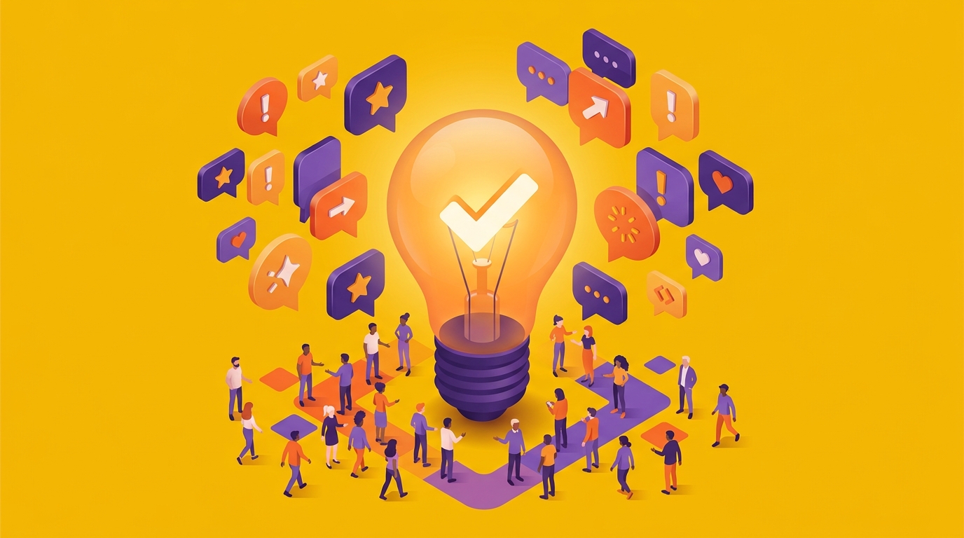 Illustration of brainstorming and idea validation process for MVP product discovery