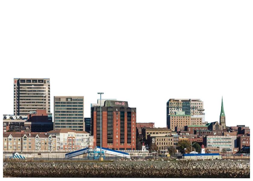 Saint John, New Brunswick skyline and harbour, home of DigiBenders website design.