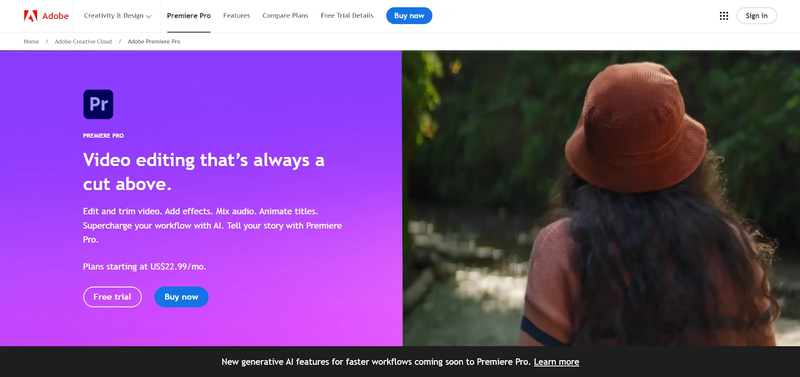 premiere pro home page