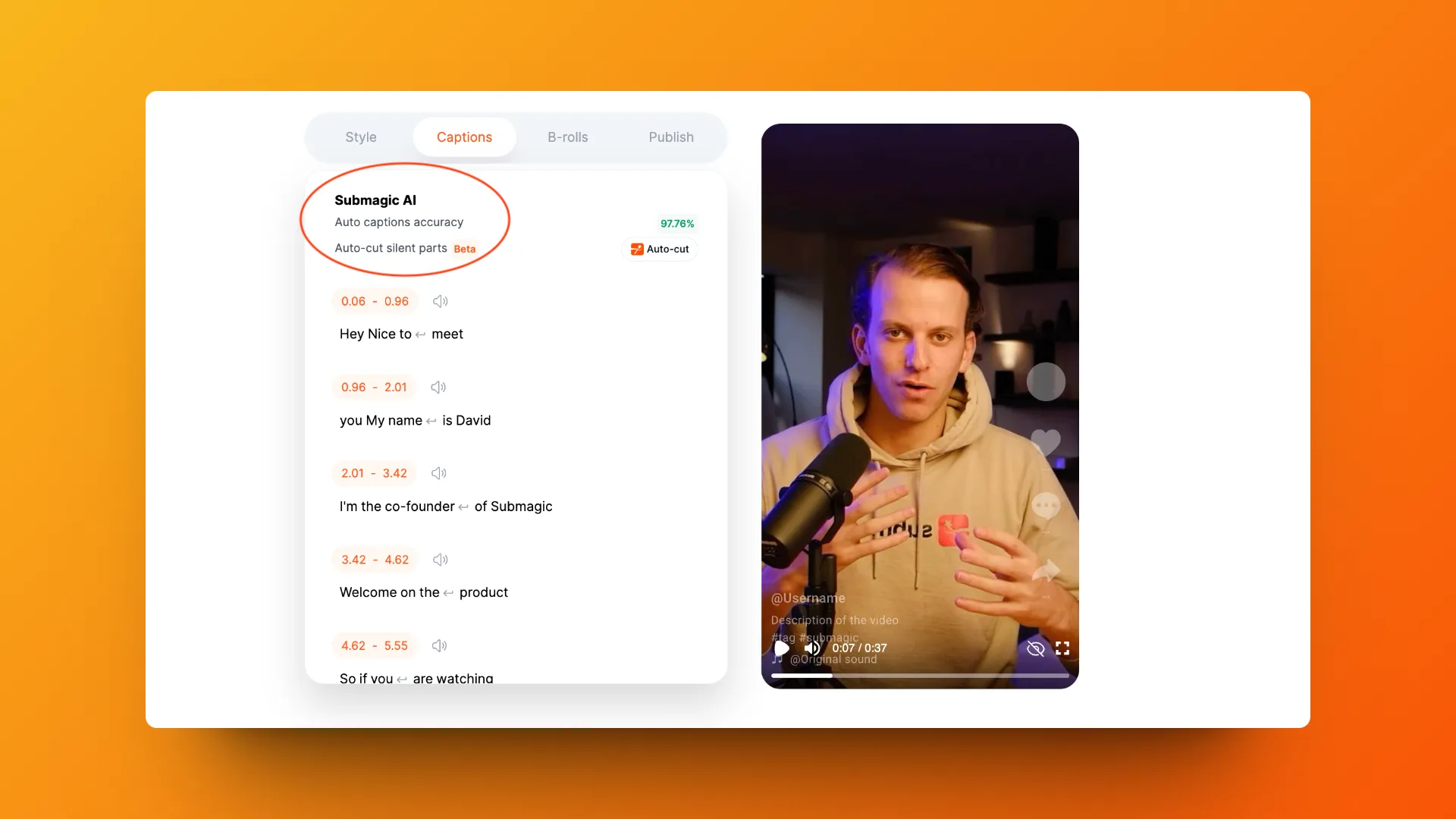 Auto sous-titres AI dans SubMagic