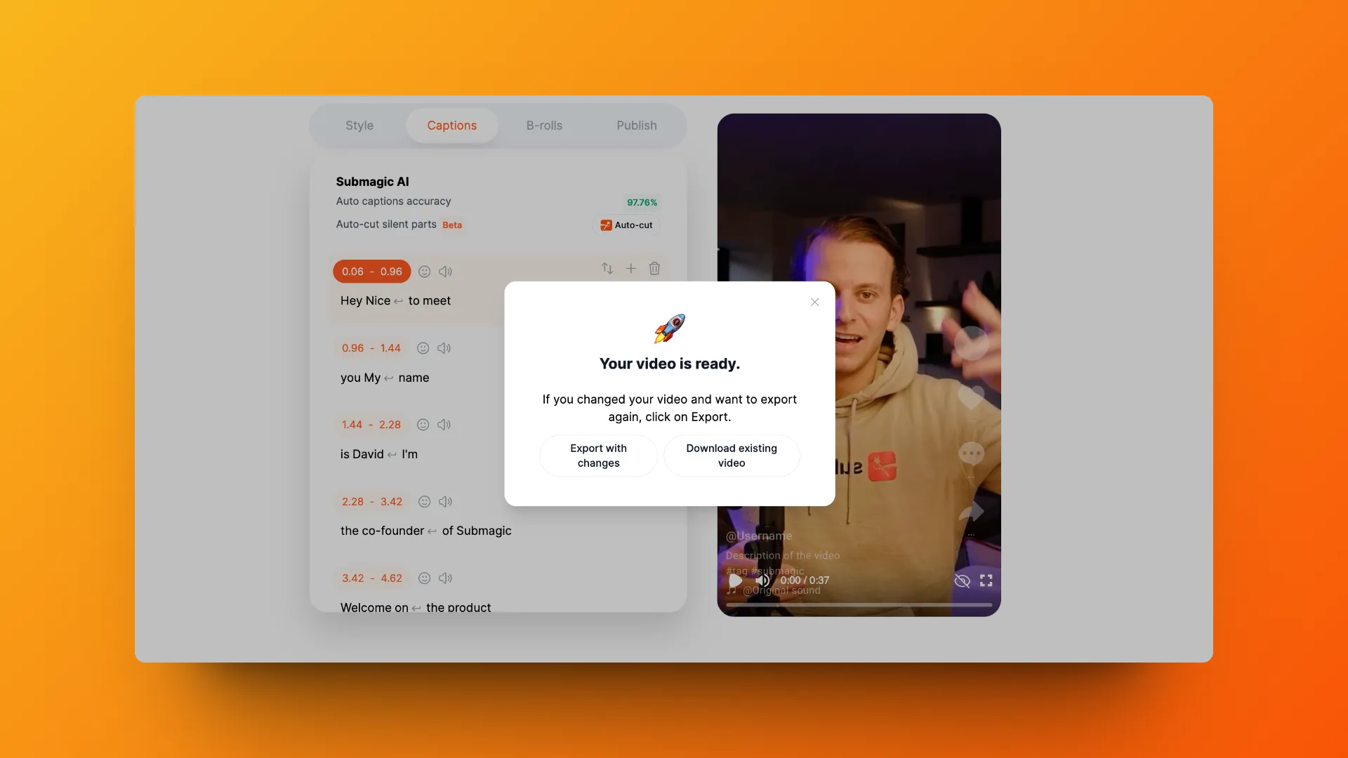 Exportez votre vidéo avec SubMagic
