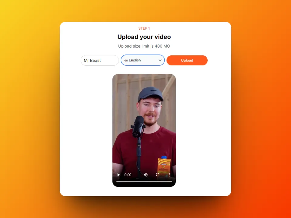 Téléchargez votre vidéo sur la page Submagic