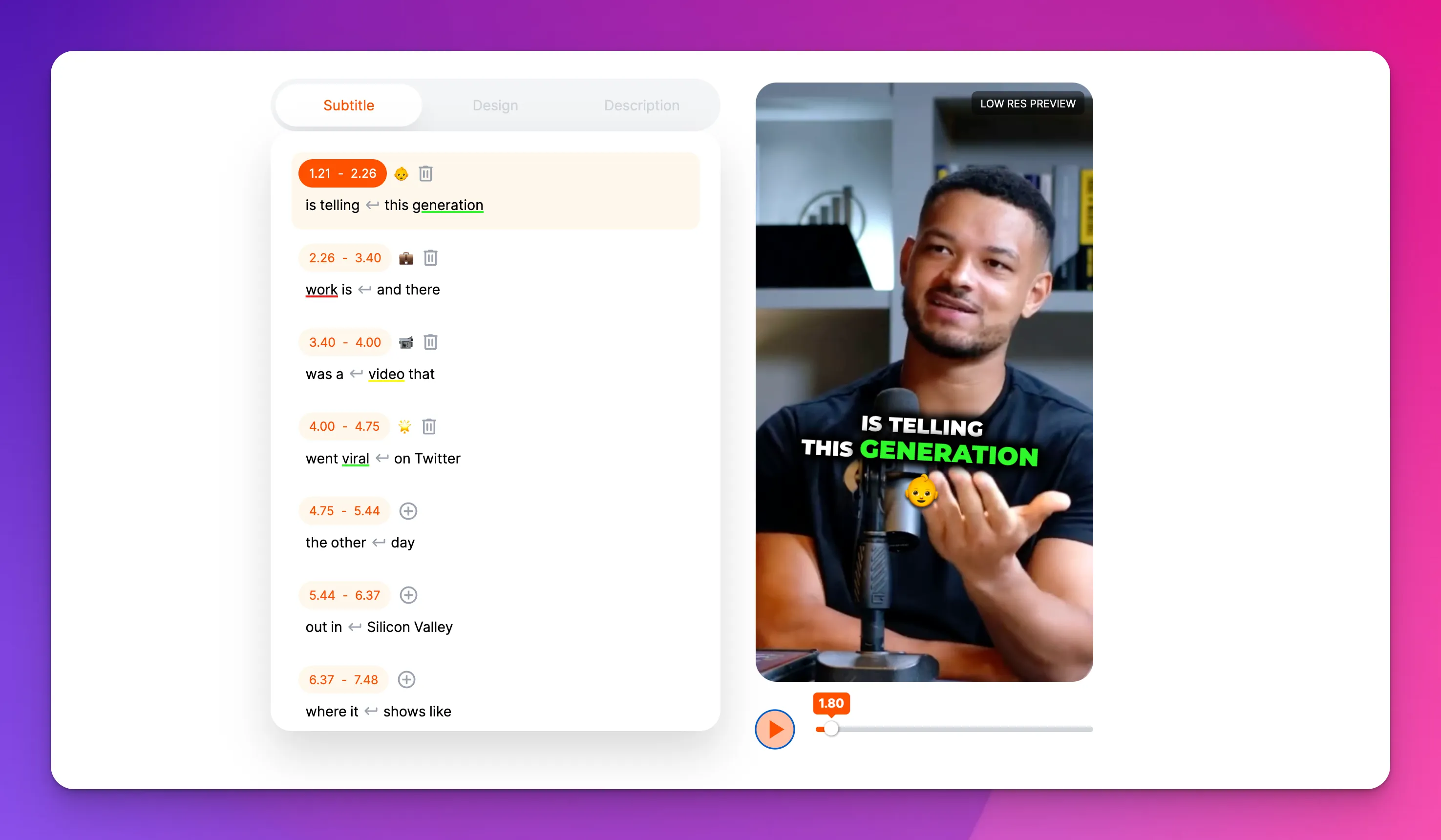 Editor submágico para legendas e subtítulos 