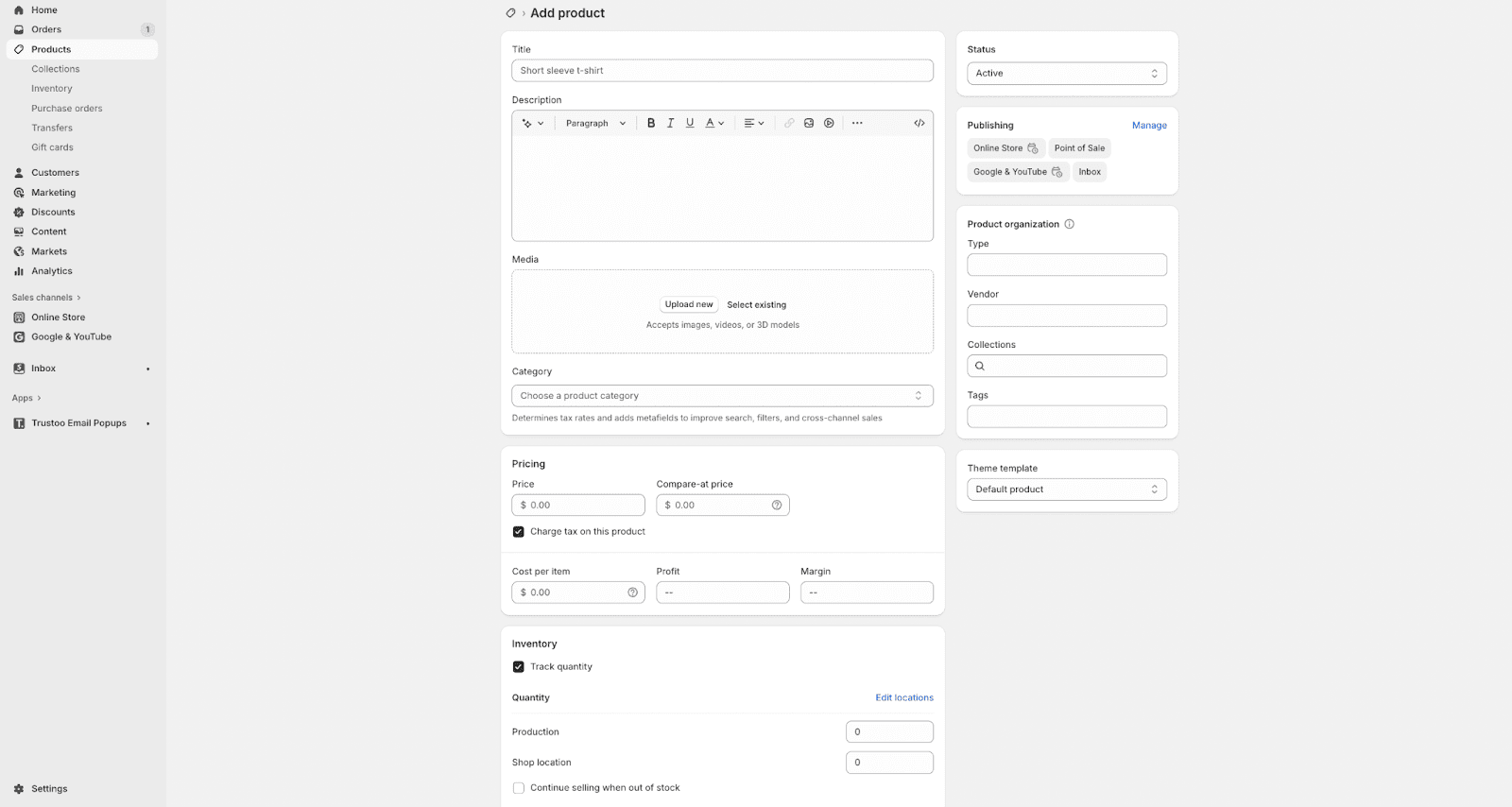 Перейдіть у меню Products → Add product.