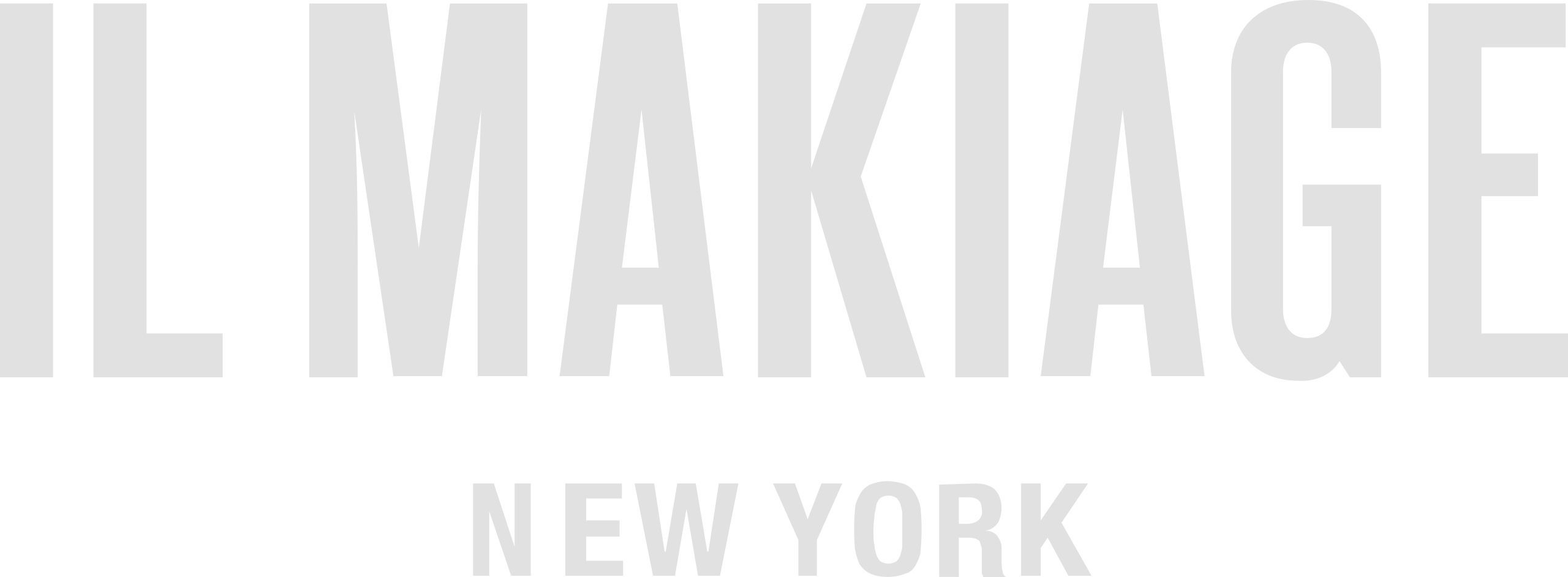 Text reading 'IL MAKIAGE' in large capital letters with 'NEW YORK' below in smaller capital letters on black background.