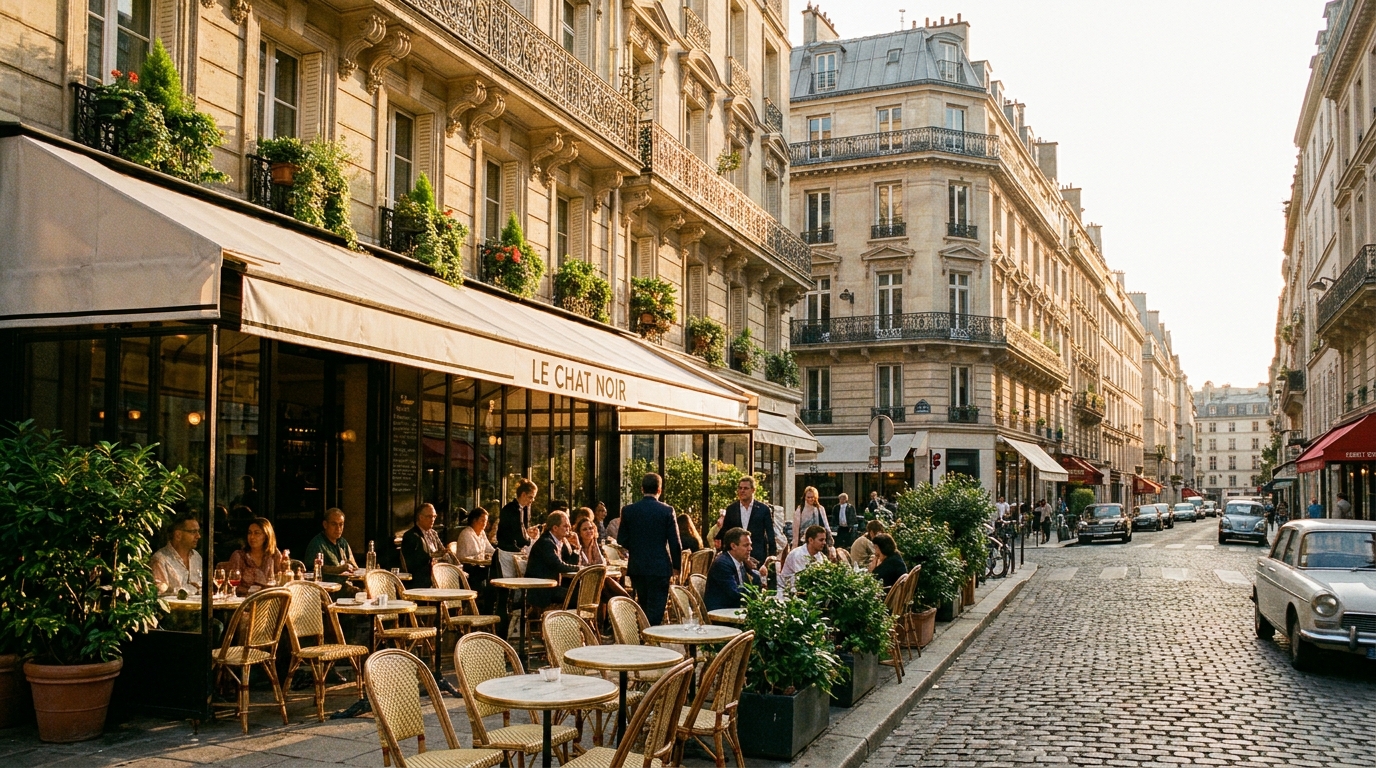 Terrasse de café dans le 8e arrondissement de Paris