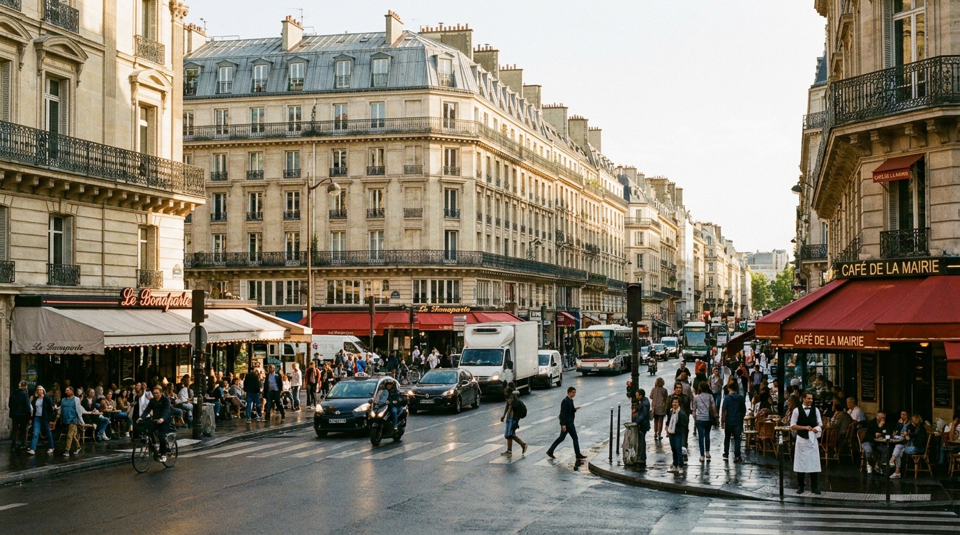 Boulevard animé du 8e arrondissement de Paris