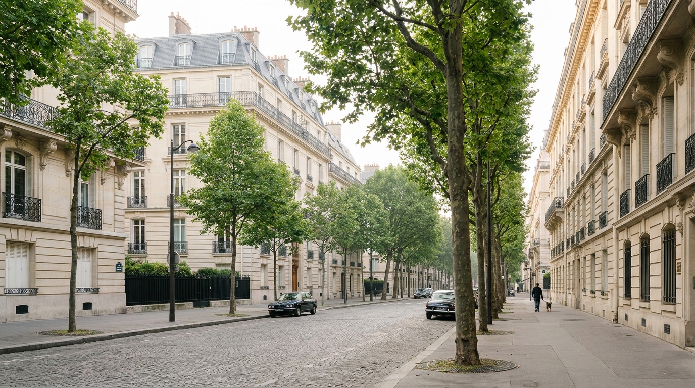 Rue résidentielle élégante du 8e arrondissement de Paris
