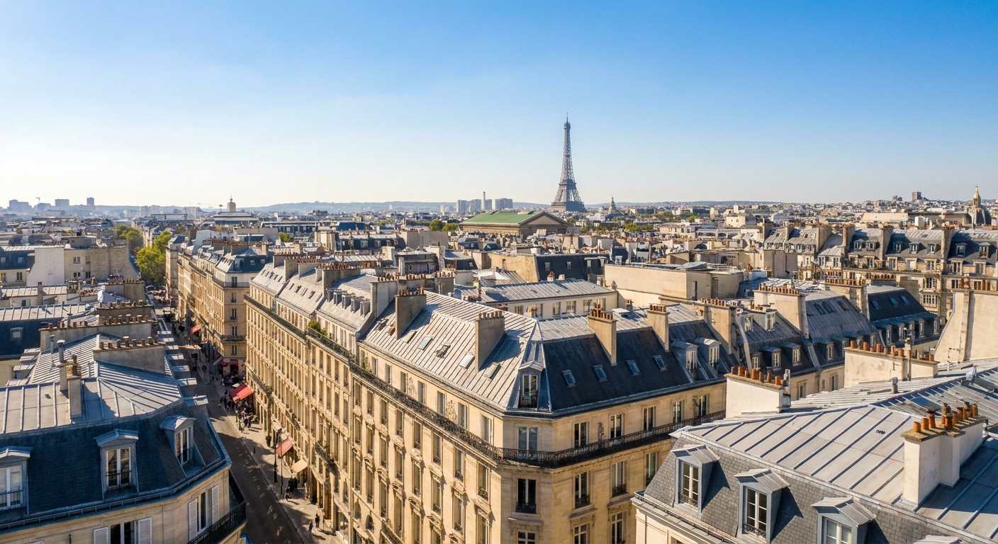 Vue sur les toits de Paris et la Tour Eiffel