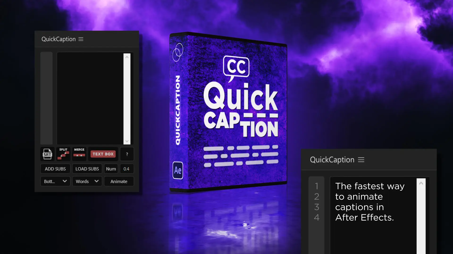QuickCaption After Effects script product cover