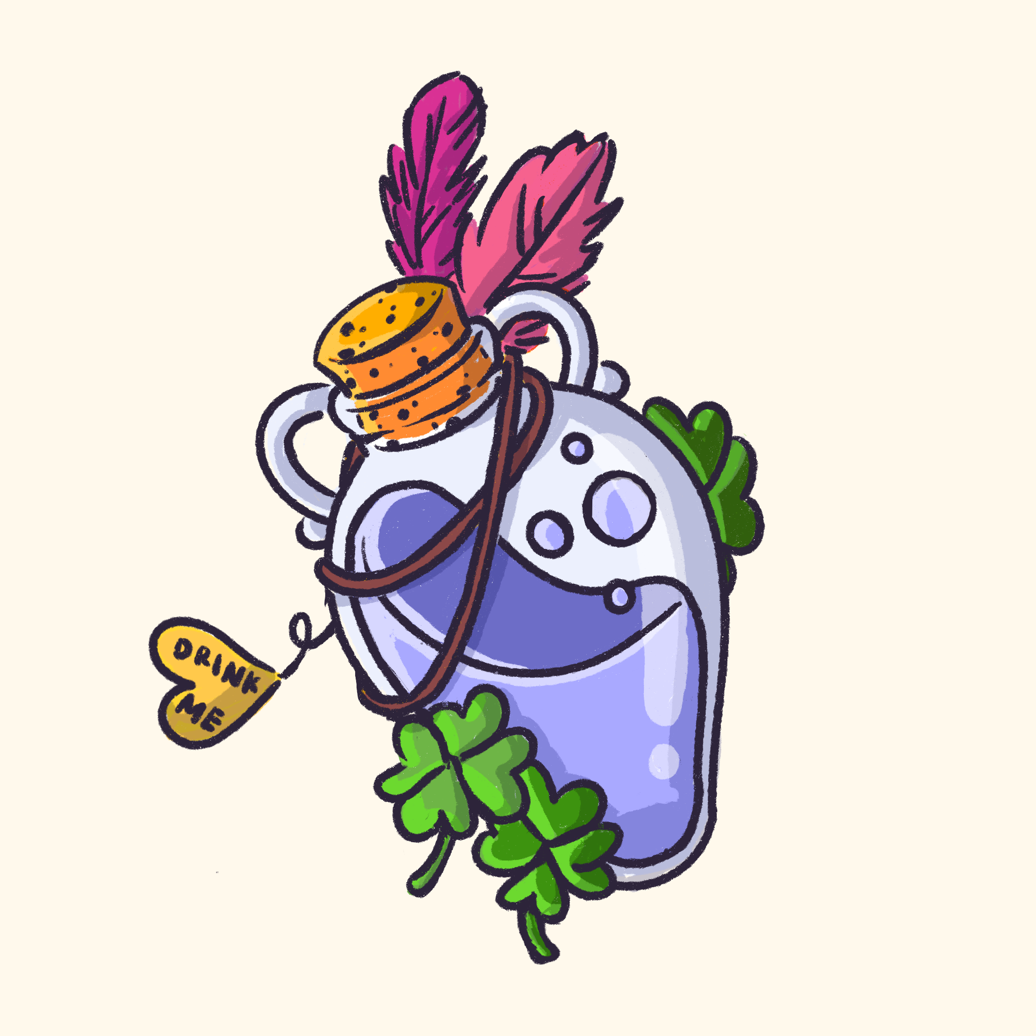 A cartoon of a girl with big glasses and tattoos on striped background