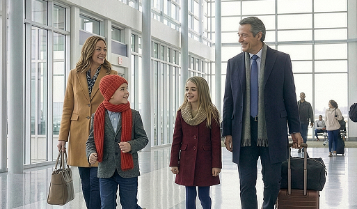 Family at airport